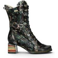 Infinity Leather Women's Gothic Victorian Leather High Lace-Up Boots - Laura Vita Ibcano-15 in Black | Size: 5