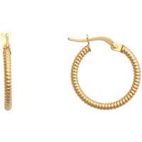 Jewelco London Women's 9ct Gold Ribbed Coiled Twist 1.5mm Hoop Earrings 18mm