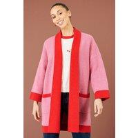 Yumi Women's Contrast Knitted Cardigan in Pink | Size: Small