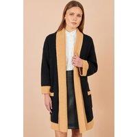 Yumi Women's Open Cardigan With Contrast Border in Black | Size: Medium