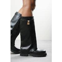Where's That From Women's 'Faline' Fold-Over Knee-High Boots with Platform Sole in Black | Size: 3
