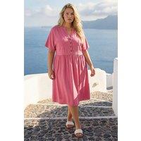 Roman Women's Curve Button Detail Shirt Dress in Pink | Size: 16