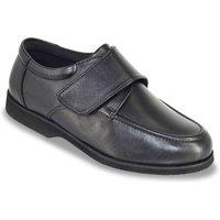 Chums Men's Wide Fit Touch Fasten Leather Shoe in Black | Size: 8