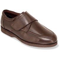 Chums Men's Wide Fit Touch Fasten Leather Shoe in Brown | Size: 9