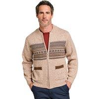 Tootal Men's Horizontal Jacquard Zip Cardigan in Light Brown | Size: XL