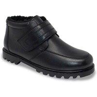 Chums Men's Leather Touch Fasten Boot Extra Wide Fit in Black | Size: 12