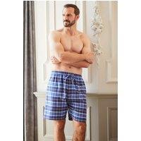 British Boxers Men's "Celt Navy" Tartan Brushed Cotton Sleep Shorts in Navy | Size: Large