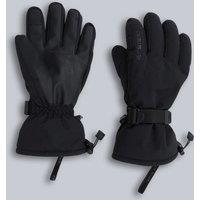 Animal Men's Gold 'Edge' Waterproof Padded Adjustable Cuffs PrimaLoft Ski Gloves in Jet Black | Size: Medium