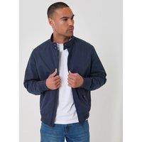 threadbare Men's Showerproof Microfibre Harrington Jacket in Navy | Size: Medium