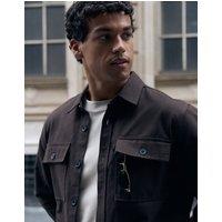 threadbare Men's Cotton Twill Shacket with Pockets in Brown | Size: 2XL
