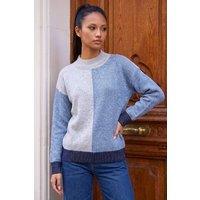 Roman Women's Petite Sequin Colour Block Jumper in Blue | Size: 14