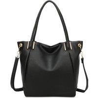 Fontanella Fashion Women's Medio PU Leather Shoulder Tote Bag in Black