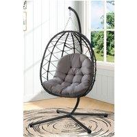 Living and Home 80cm W x 108cm H Hanging Egg Swing Chair Cushion Hanging Basket Cushion in Dark Grey | Size: 80 cm W x 108 cm H