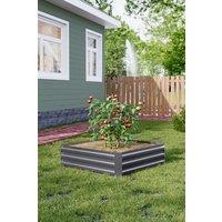 H&O Direct 100cm W x 100cm D Grey Galvanized Steel Raised Garden Bed Planter Box | Size: 100 cm W x 100 cm D