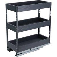 Garden Sanctuary 3-Tier Kitchen Cabinet Pull Out Aluminium Shelf in Grey