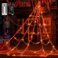 Garwarm 5m 454 LEDs Halloween Spider Web Shape Orange Lights