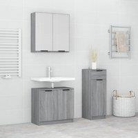 Berkfield Home 3 Piece Bathroom Cabinet Set Grey Sonoma Engineered Wood