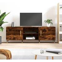 Berkfield Home TV Cabinet Smoked Oak 150x30x50 cm Engineered Wood in Brown | Size: 150 x 30 x 50 cm