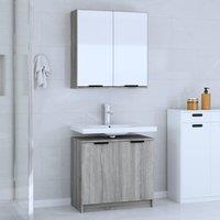 Berkfield Home 2 Piece Bathroom Cabinet Set Grey Sonoma Engineered Wood