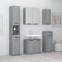 Berkfield Home 5 Piece Bathroom Cabinet Set Grey Sonoma Engineered Wood
