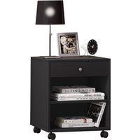 VCM Wooden bedside table Rolda drawer rollers in Black