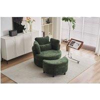 STILVORA Swivel Armchair with Crescent Ottoman in Green