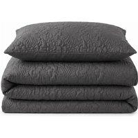 Velosso Alini Quilted Duvet Cover & Pillowcase Set in Charcoal | Size: Super King