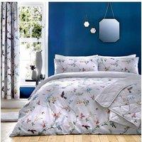 Chums Mansfield Duvet Floral & Flying Bird Quilt Set in Grey | Size: Double