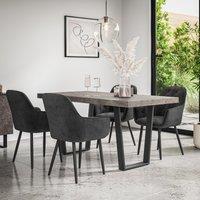 More4Homes Aria Dining Table & Chairs - Concrete Effect Table Top w Black Legs + Anika Velvet Dining Chair Set Of 6