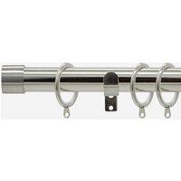 New Edge Blinds Stainless Steel 28mm End Cap Fixed Length Metal Curtain Pole in Light Grey | Size: 170 cm