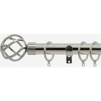 New Edge Blinds Stainless Steel 28mm Cage Fixed Length Metal Curtain Pole in Light Grey | Size: 180 cm