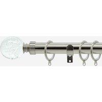 New Edge Blinds Stainless Steel 28mm Glass Bubbles Fixed Length Metal Curtain Pole in Light Grey | Size: 180 cm