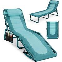 Keplin Foldable Sun Lounger Chair - Garden Recliner with Colour Block Design in Teal