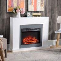 HOMCOM 2000W Electric Fireplace Suite w/ Remote Control LED Flame Effect 7-Day Timer in White