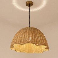 CGC Lighting CGC Valeria 50cm Large Paper Rattan Scallop Dome Lampshade in Brown