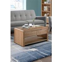 Julian Bowen Curve 2 Drawer Coffee Table with Shelf in Light Oak