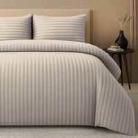 Pamposh Satin Stripes Duvet Cover Sets Reversible Quilt Covers in Taupe | Size: King