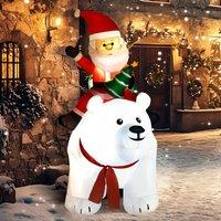 OUTSUNNY 6.6FT Christmas Inflatable Santa Claus w/ Polar Bear for Graden in White