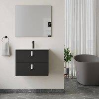 Banyetti Invicta 600mm Wall Hung Vanity with Athena Basin - Matt Black