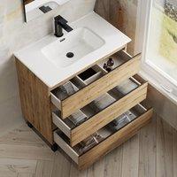 Banyetti Vatilla 800mm Floorstanding Vanity Unit with Athena Basin-Ostippo Oak in Light Oak