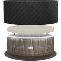 Wave Spas Wave Atlantic 6-Person Inflatable Hot Tub Bundle with Thermal Cover & Ground Sheet in Brown