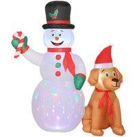 OUTSUNNY 6FT Blow Up Christmas Inflatable Decoration with Built-in LED Light in White