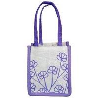 KDMD Jute Plant Bag - Floral Art Purple in Natural