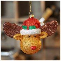 KDMD Glitter Rudolph the Reindeer Hanging Decoration in Brown