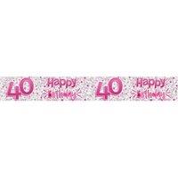 KDMD 40th Pink Stars Birthday Banner Pack of 12