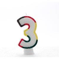 KDMD Multicoloured Number Candle Age 3 Pack of 20 in Metallics