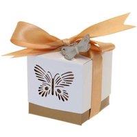 KDMD Gold Laser Cut Butterfly Favour Box Pack of 50
