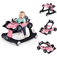 CASART Baby Walker with Wheels Baby Activity Center with Adjustable Height in Light Pink