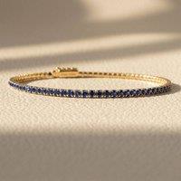 Harfi Women's Sapphire September Birthstone Dainty Tennis Bracelet in Gold | Size: 7 inches