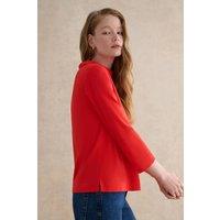Hobbs London Women's Catriona Funnel Neck 3/4 Sleeve Top in Scarlet | Size: Medium